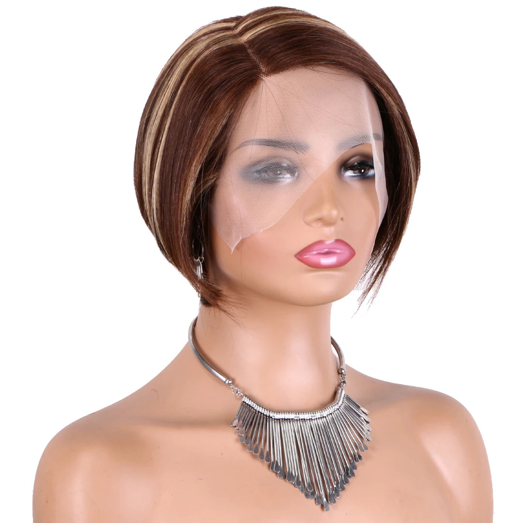 Pixie Cut Pre Plucked Short Bob Brazilian Human Hair Lace Wigs
