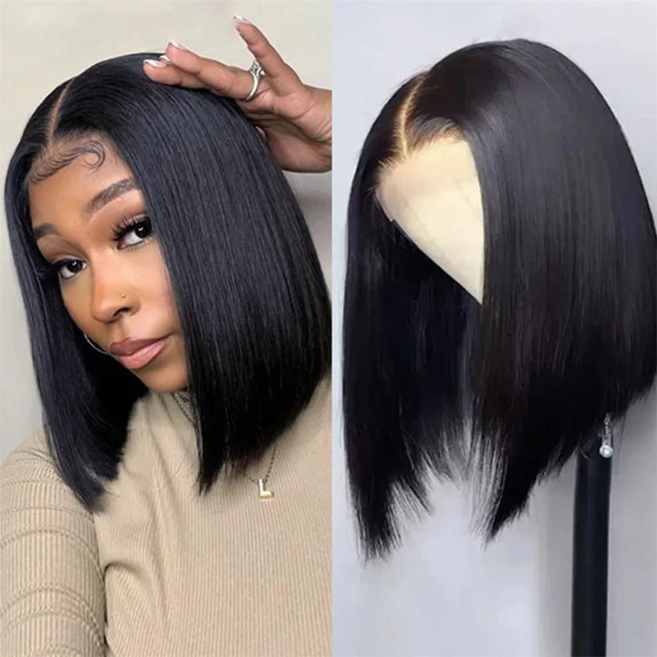 Lace Front Bone Straight Brazilian Human HairnBob Wig