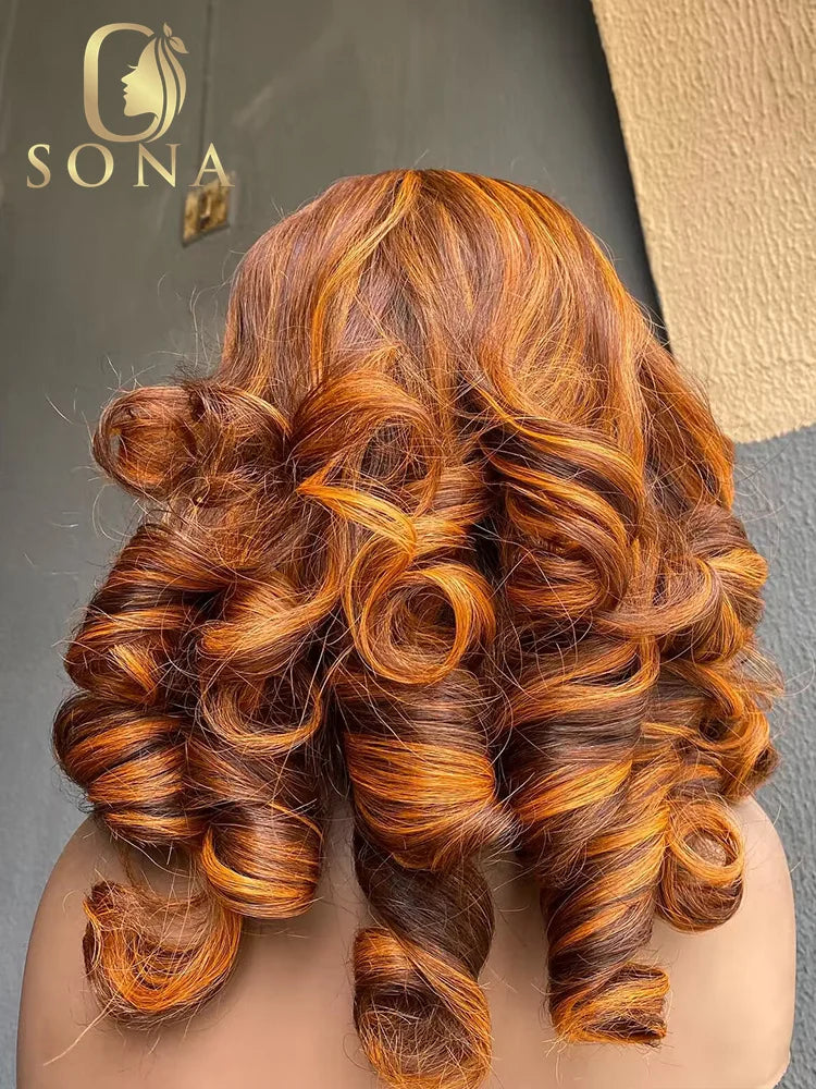 Glueless Lace Front Transparent Body Wave Highlight Human Hair Wig