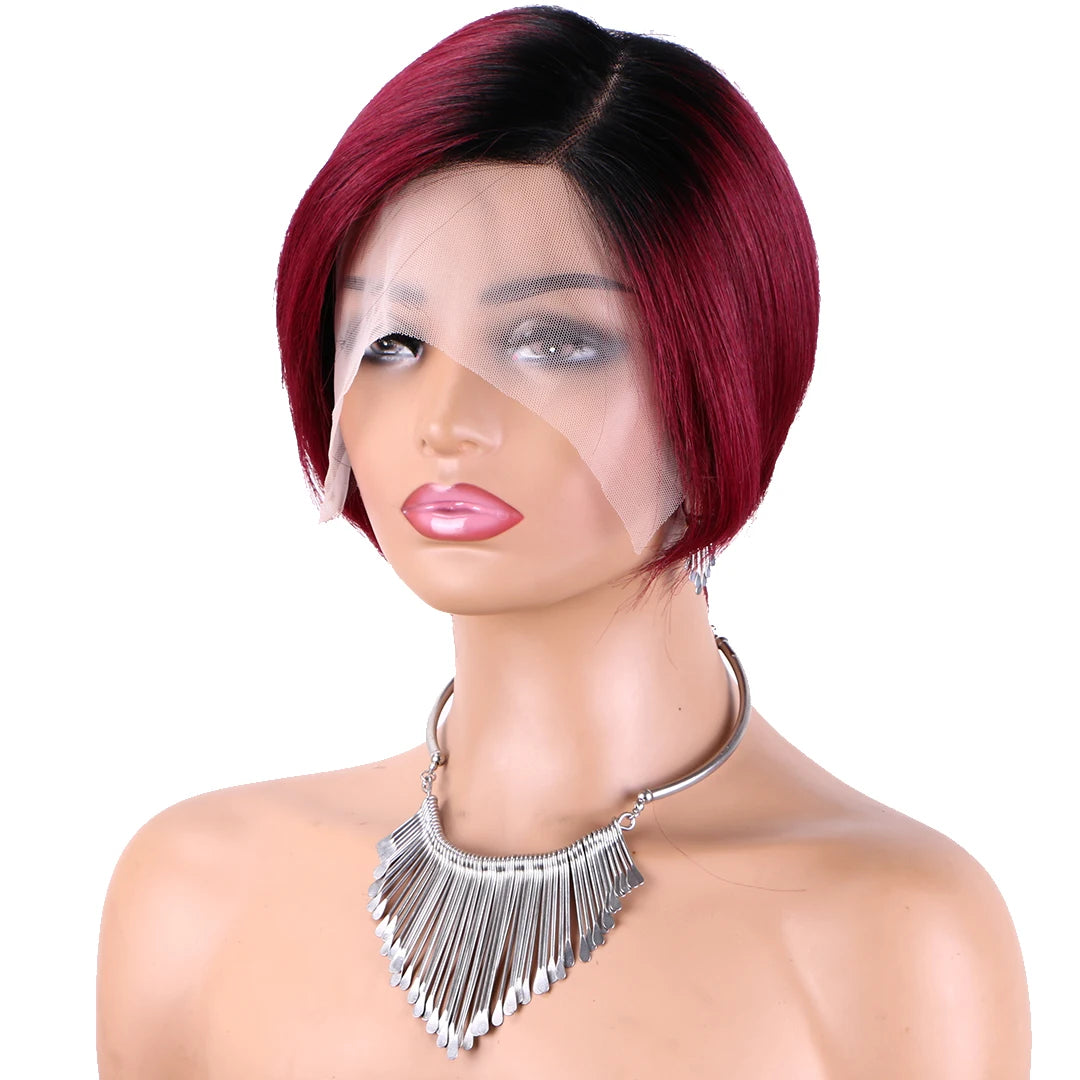 Pixie Cut Pre Plucked Short Bob Brazilian Human Hair Lace Wigs