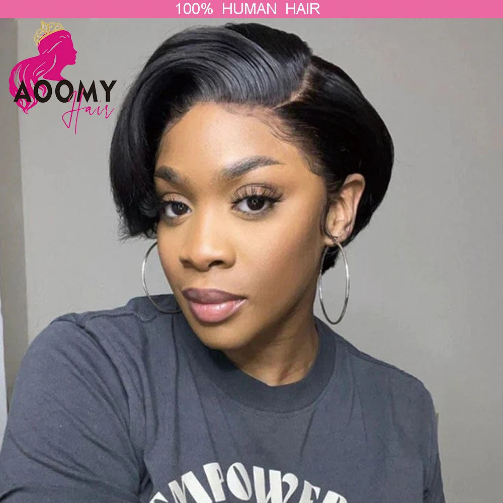 Pixie Cut Lace Front Brazilian Human Hair Wigs