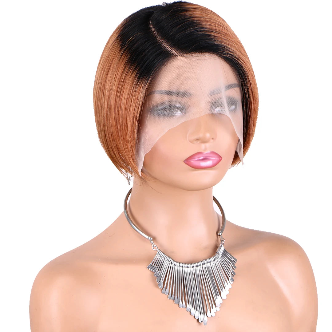 Pixie Cut Pre Plucked Short Bob Brazilian Human Hair Lace Wigs