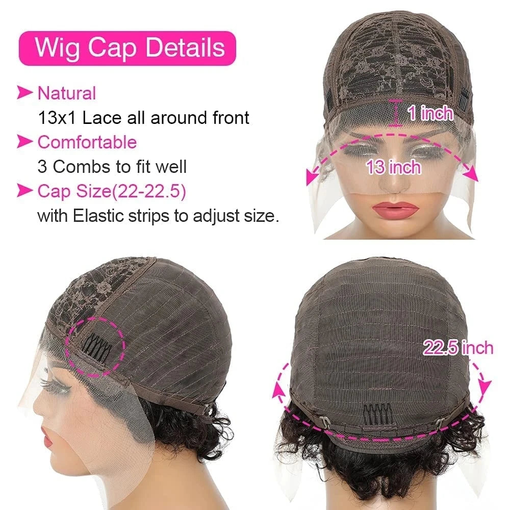 Lace Front Pixie Cut Transparent Brazilian Human Hair Wig