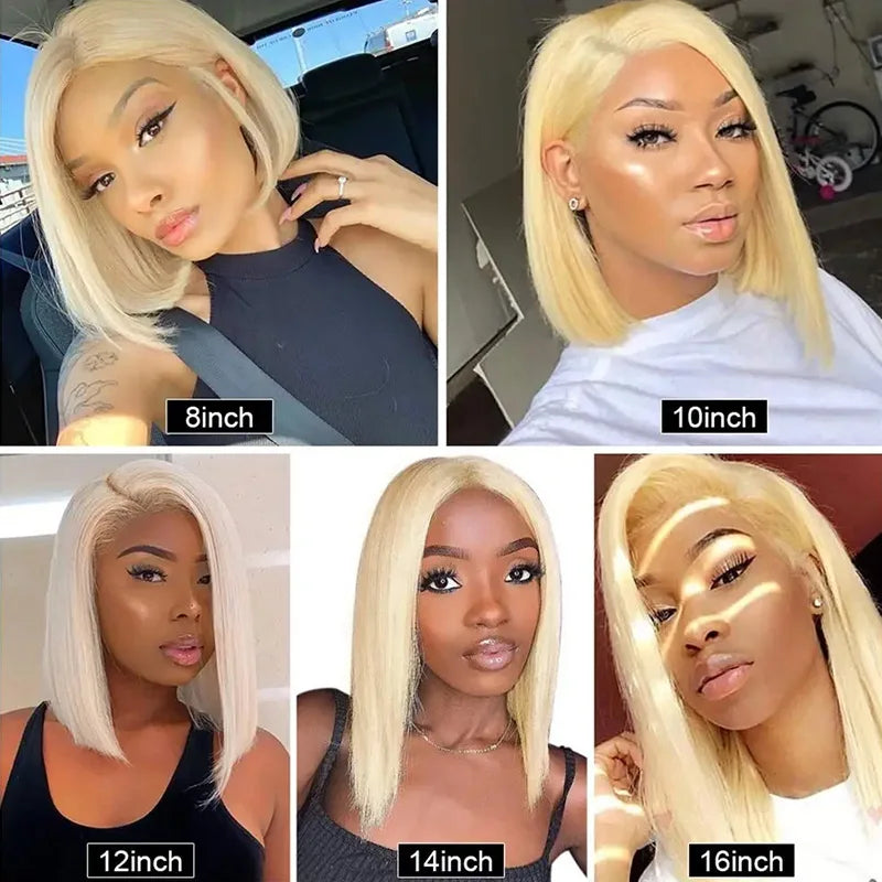 Lace Front Transparent Preplucked Brazilian Human Hair Blonde Ombre Bob Wig