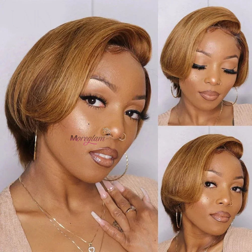 Lace Front Transparent Ombre Pixie Cut Short Bob Brazilian Human Remy Hair Wig