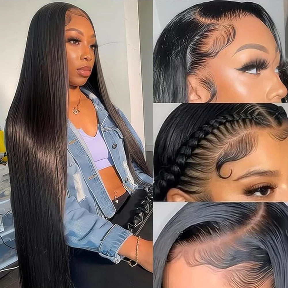 Glueless Lacefront Prepluck Bone Straight Human Hair Wigs