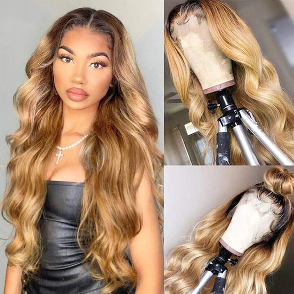 Lace Front Ombre Honey Blonde Human Hair Wigs