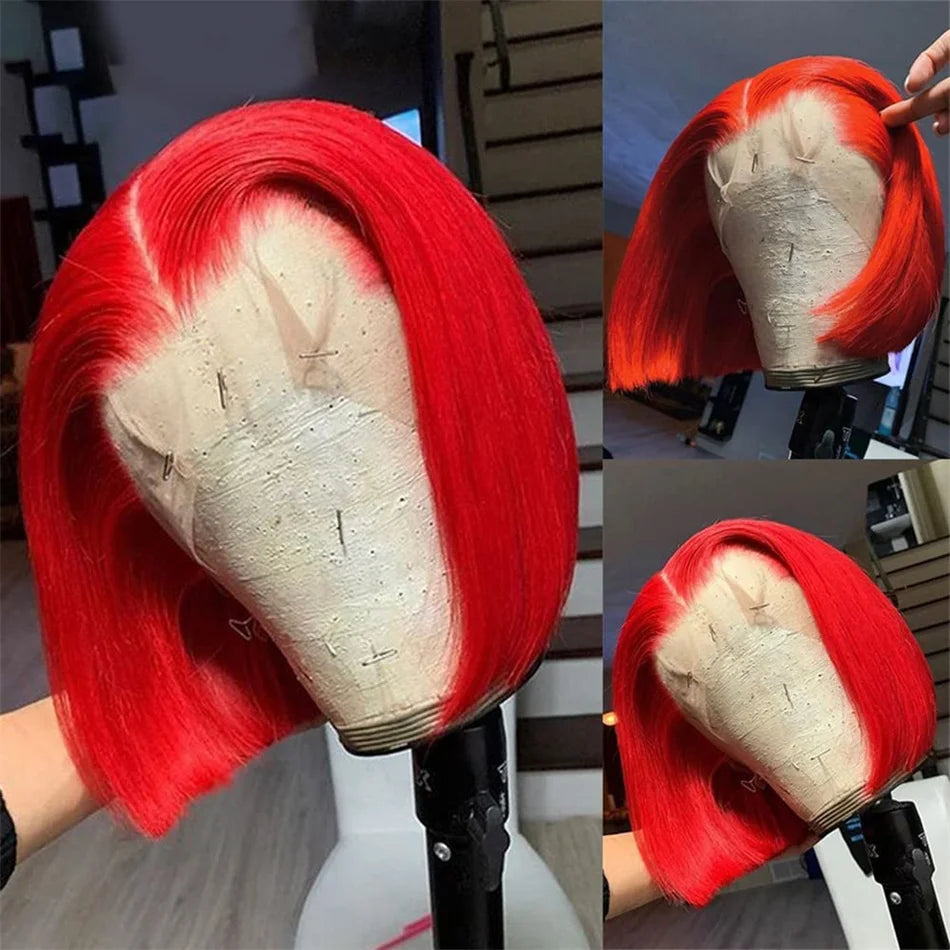 Lace Front Bone Straight Brazilian Human HairnBob Wig