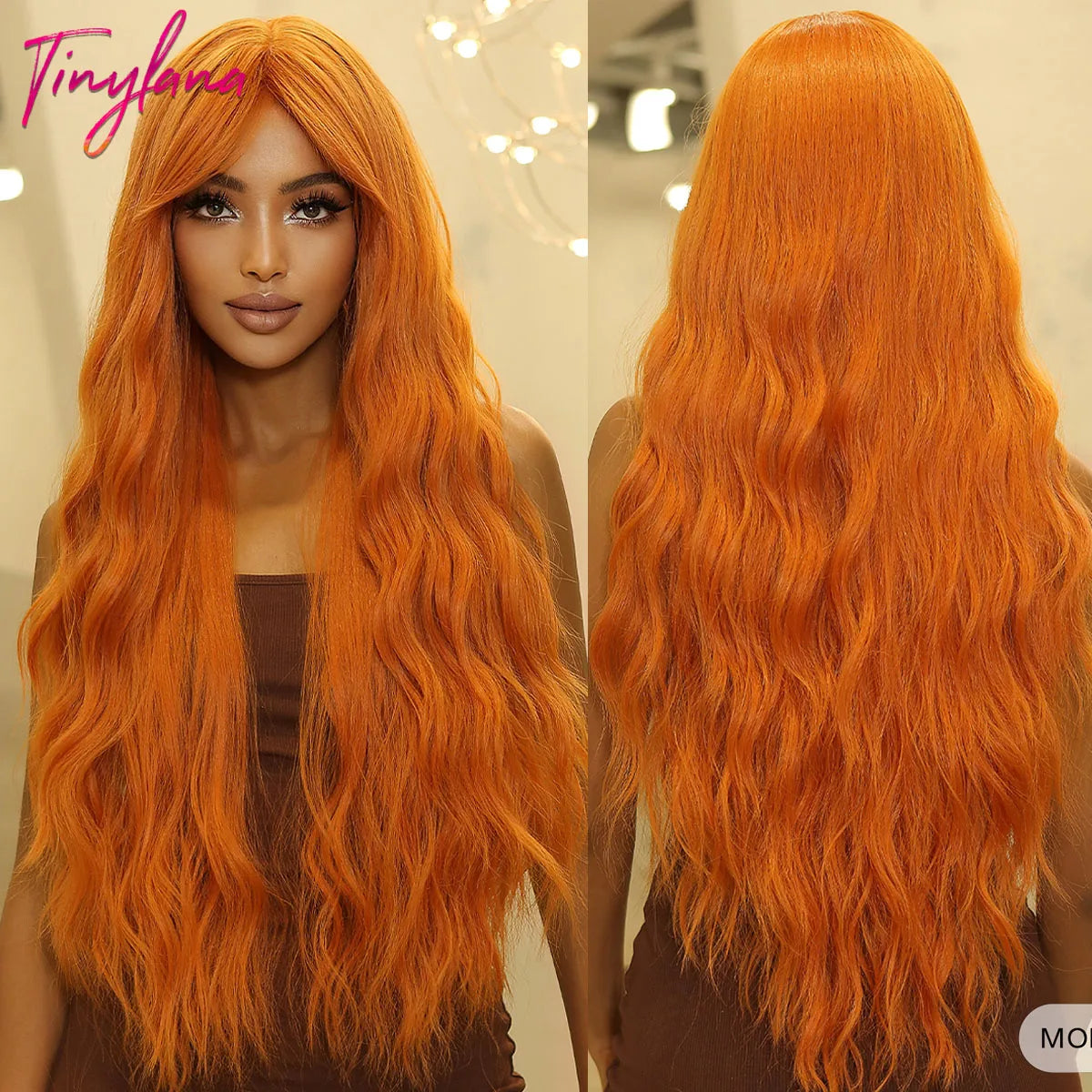 Synthetic Heat Resistant Curly Ombre Long Wavy Wigs with Bangs