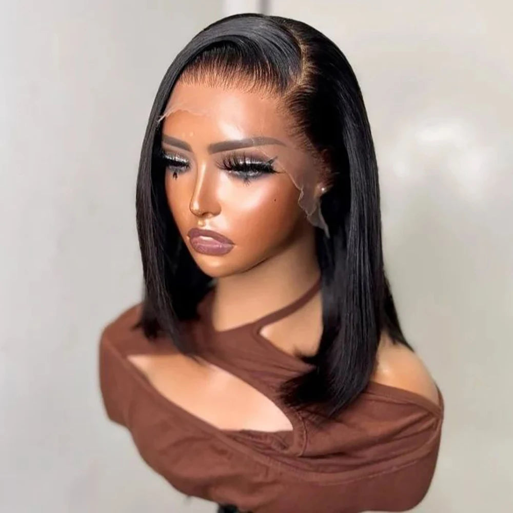 Glueless Lace front Pre Plucked Human Hair Bob Wigs