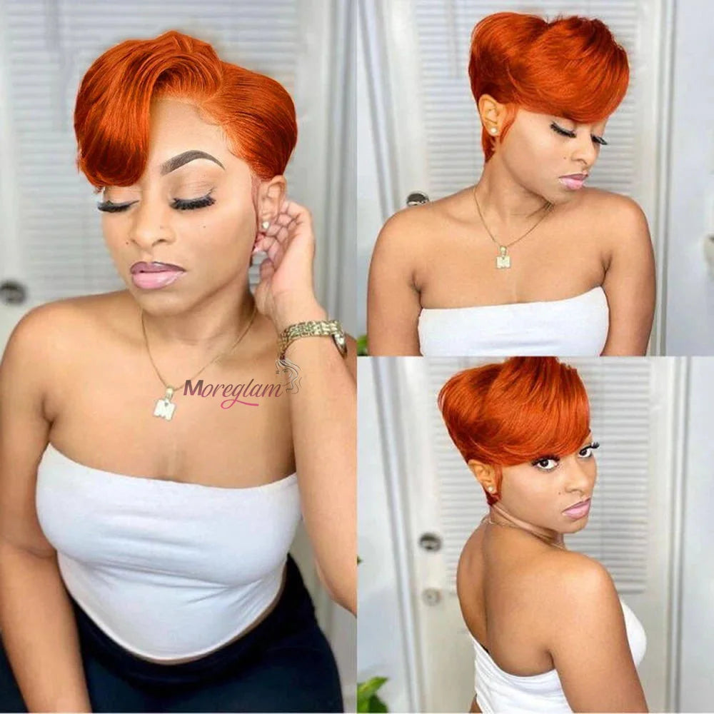 Lace Front Transparent Ombre Pixie Cut Short Bob Brazilian Human Remy Hair Wig