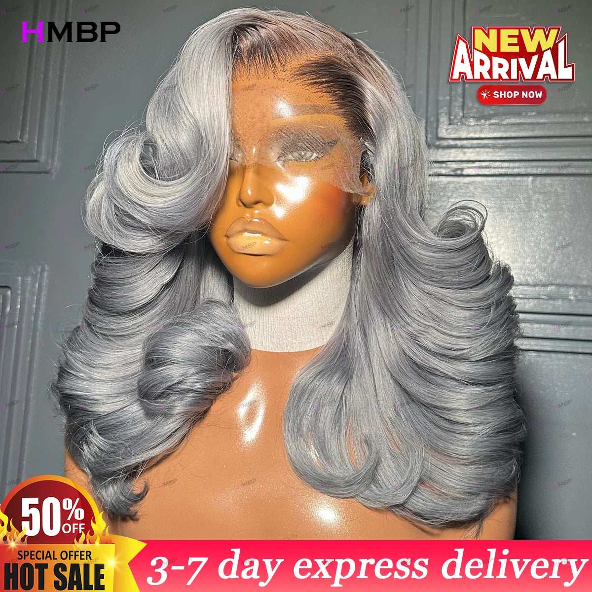 Glue less Lace front Pre pluck Grey Brazilian Human Hair Wigs