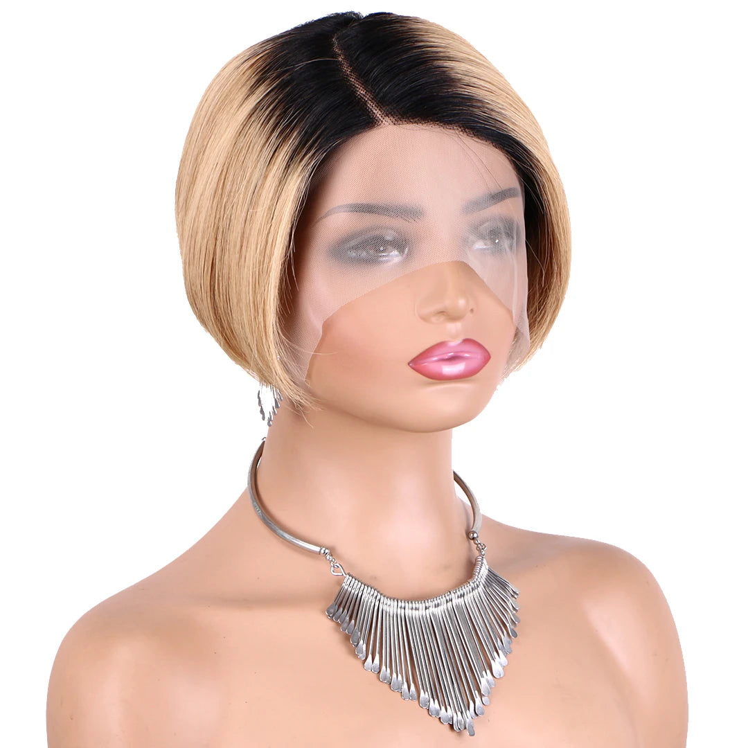 Pixie Cut Pre Plucked Short Bob Brazilian Human Hair Lace Wigs