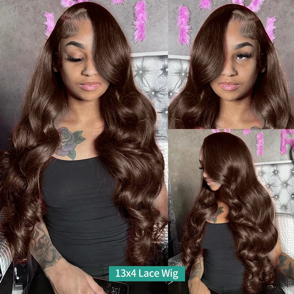 Lace Front Brown Body Wave Brazilian Human Hair Wig
