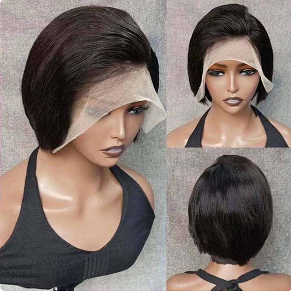 Pixie Cut Lace Front Brazilian Human Hair Wigs