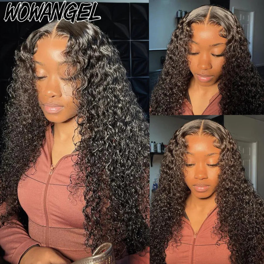 Glueless Lace Closure Water Wave PrePlucked Natural Hairline Human Hair Wig