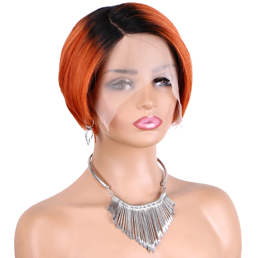 Pixie Cut Pre Plucked Short Bob Brazilian Human Hair Lace Wigs