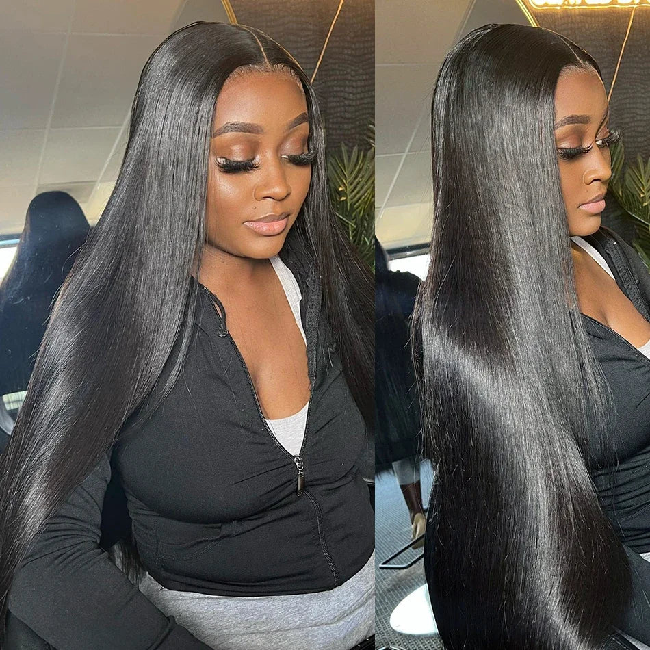 Glueless Lacefront Preplucked Human Hair Bone Straight Wig