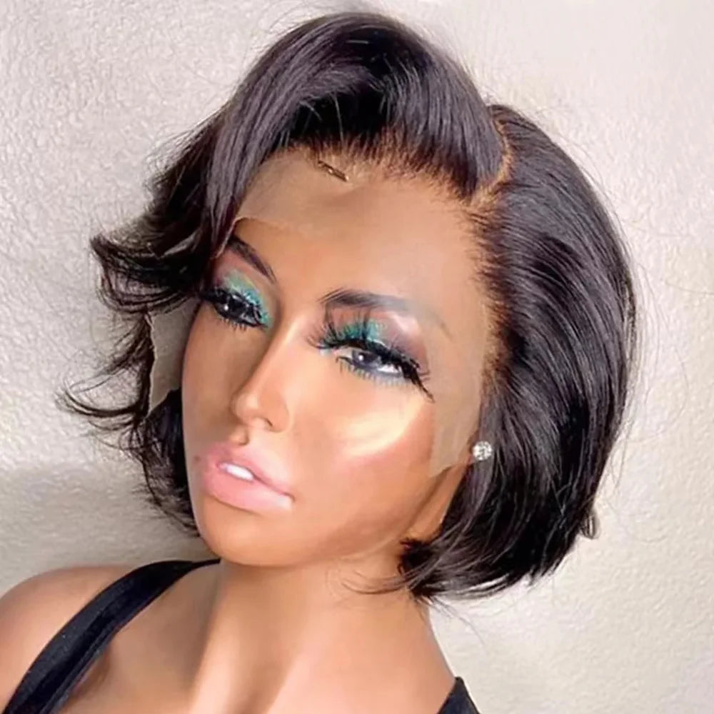 Pixie Cut Lace Front Transparent Side Part Short Bob Human Hair Wig