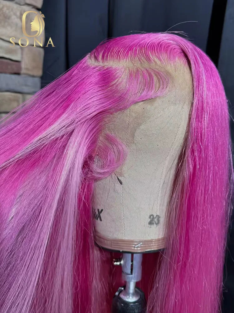 Lace Front Rose Pink Highlight Loose Body Wave Human Hair Wig