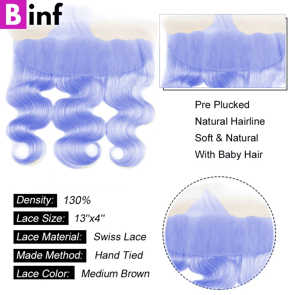 Light Purple Body Wave Brazilian Human Remy Hair Weave Bundles With Closure