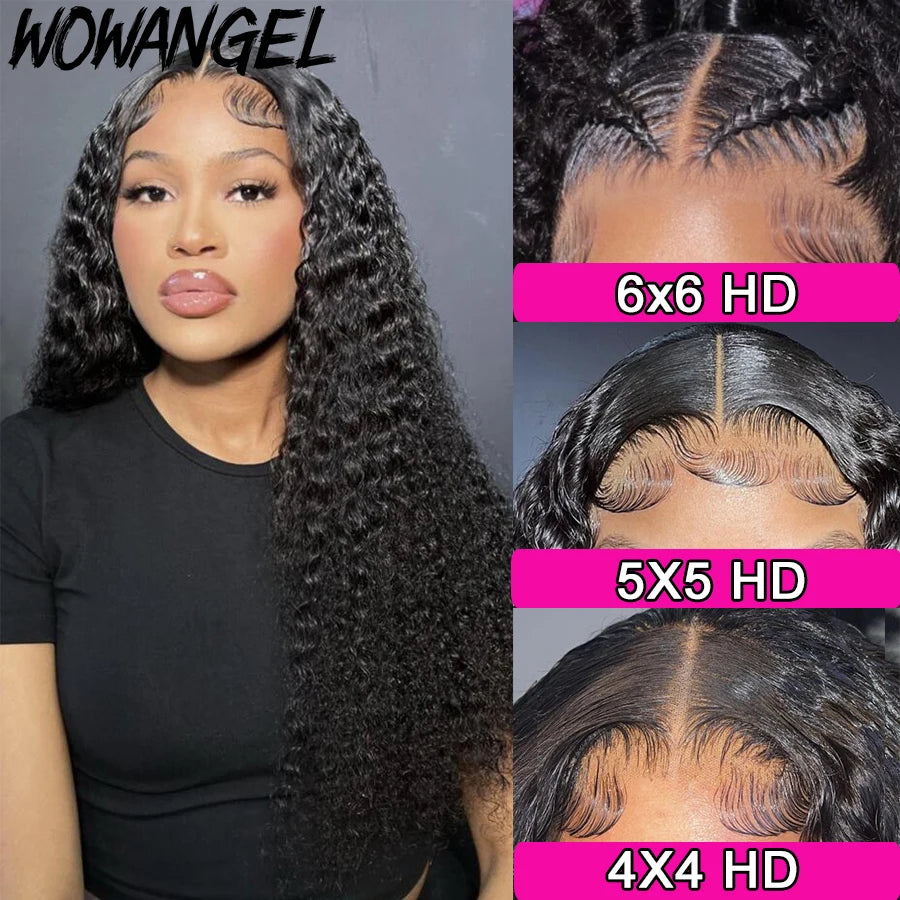 Glueless Lace Closure Water Wave PrePlucked Natural Hairline Human Hair Wig