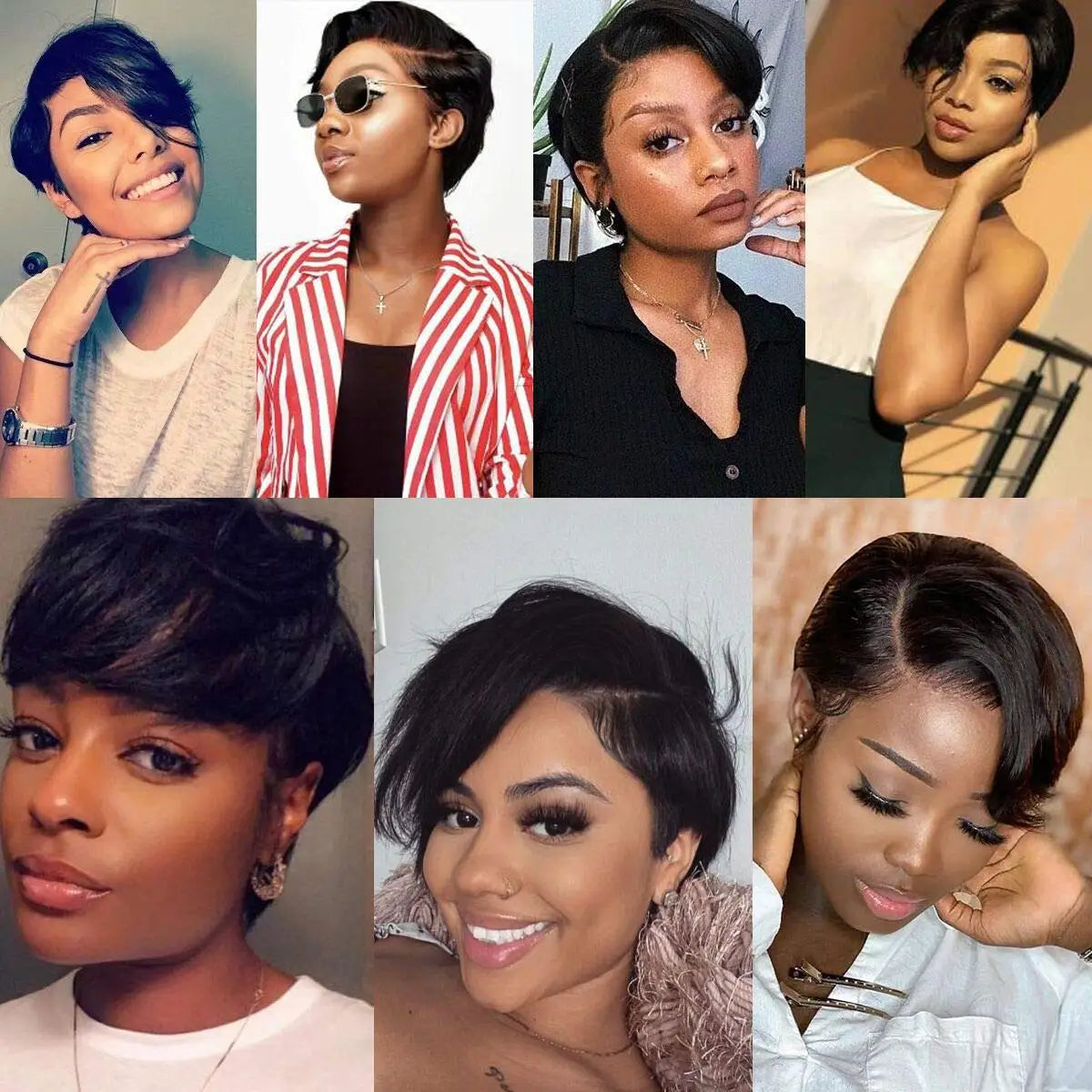 Pixie Cut Pre Plucked Short Bob Brazilian Human Hair Lace Wigs