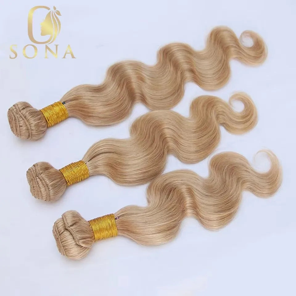 Honey Blonde Body Wave Brazilian Human Hair Bundles Weave