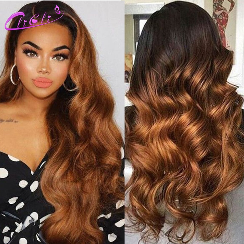 Lace Front Body Wave Ombre Brazilian Human Hair Wig