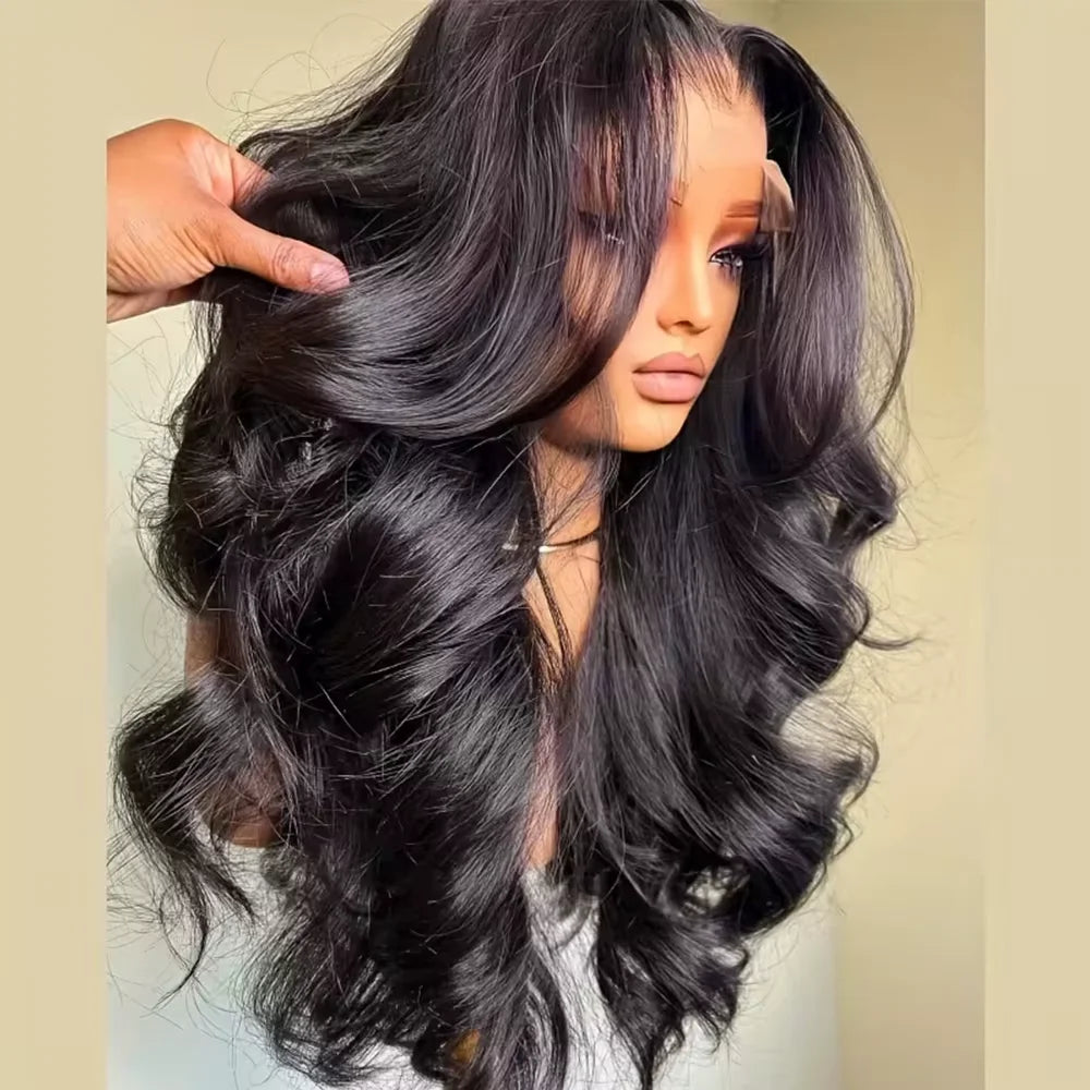 Curly body wave Peruvian human hair wig with lace front, HD pre-plucked, baby hair, by JNETTE CHANEL, showcasing natural hairline detail.