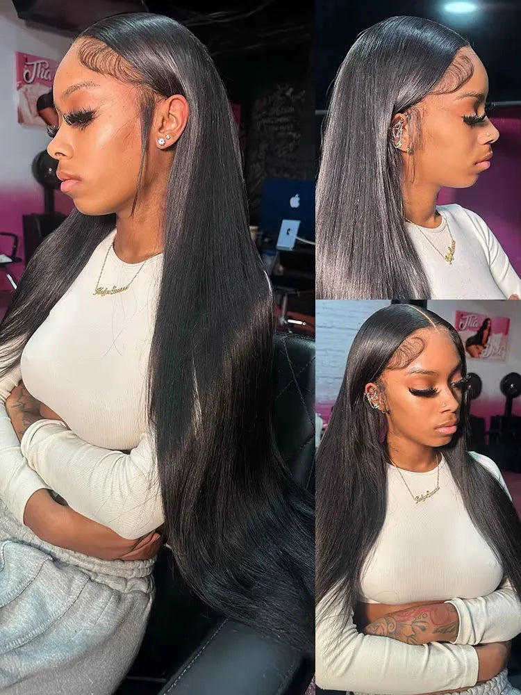Glue less Lace Front Bone Straight  Human Hair  Wig
