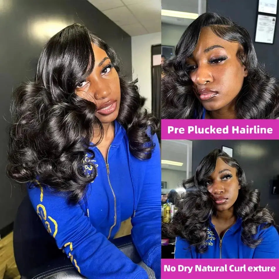 JNETTECHANEL lace front loose wave Remy human hair wig showcasing natural hairline and wavy texture for a realistic look.