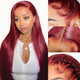 Glueless Lace Front Burgundy Straight Human Hair Wig