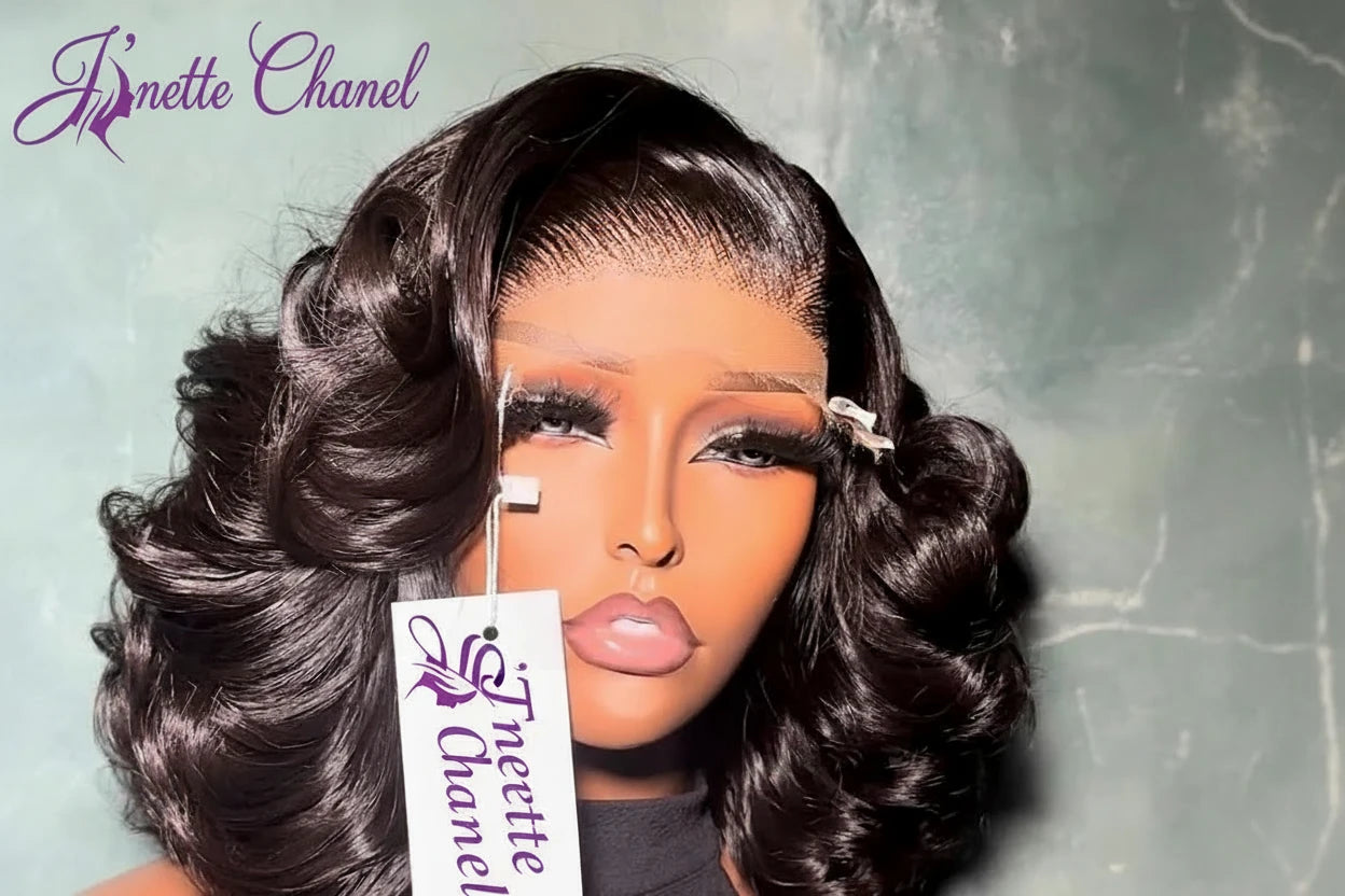 JNETTECHANEL lace front loose wave Remy human hair wig with natural-looking hair and lace cap for a realistic style.
