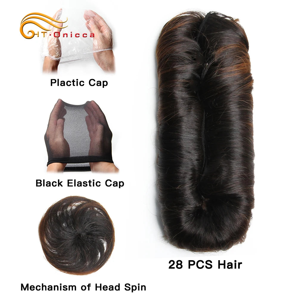 28-Piece Curly Brazilian Human Hair Weave Bundle Set – 100% Remy Hair Extensions