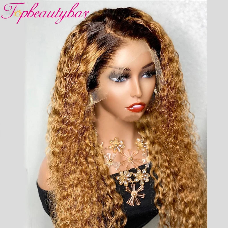 Lace Front Pre plucked Ombre Blonde Brazilian Remy Human Hair Wigs