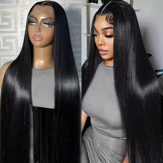 Lace Front Bone Straight Brazilian Human Hair Bleached Knots With Body Hair  Wigs