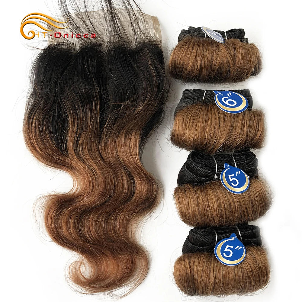 8” Short Bob Body Wave Ombre Remy Human Hair Bundles – Brazilian Hair Weave
