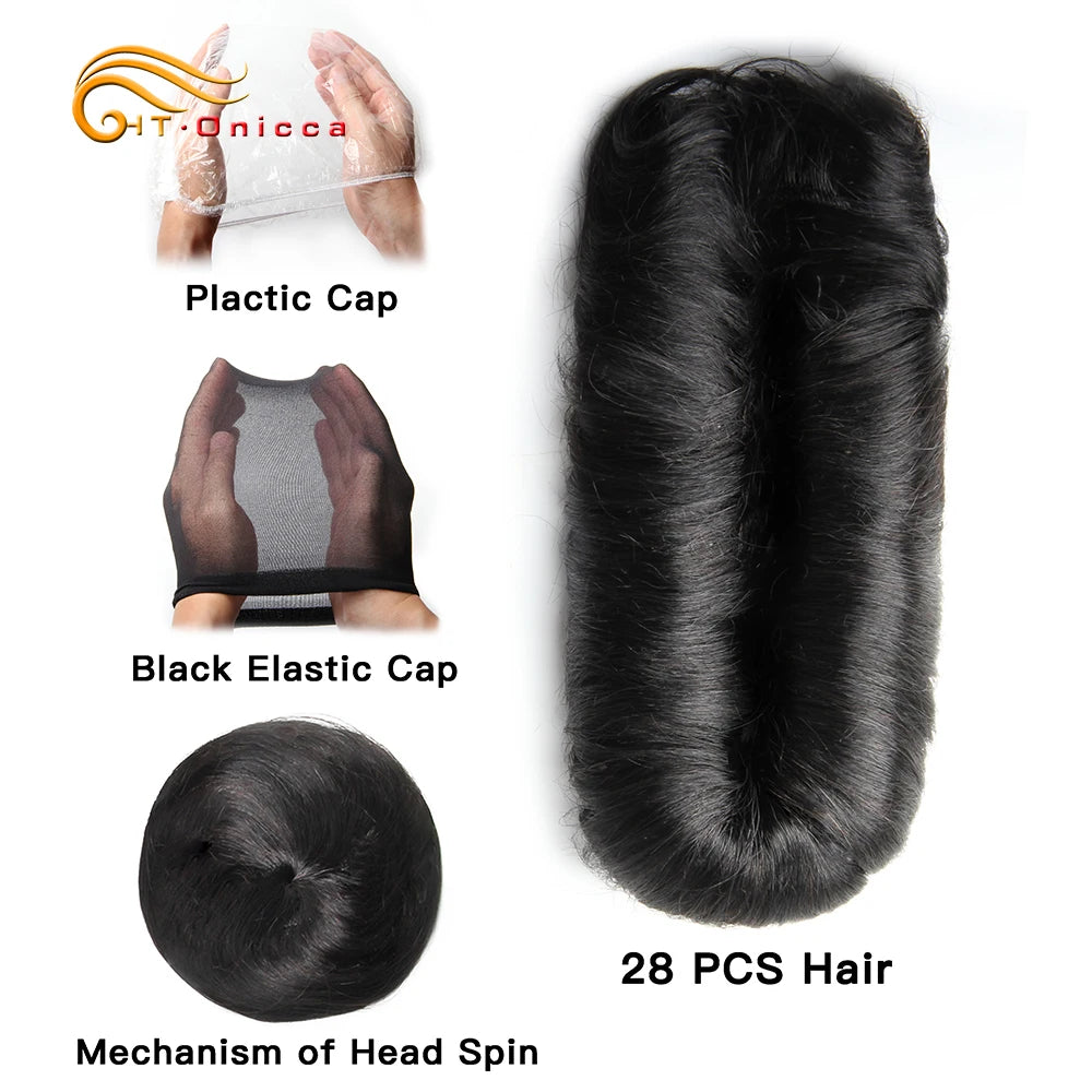 28-Piece Curly Brazilian Human Hair Weave Bundle Set – 100% Remy Hair Extensions