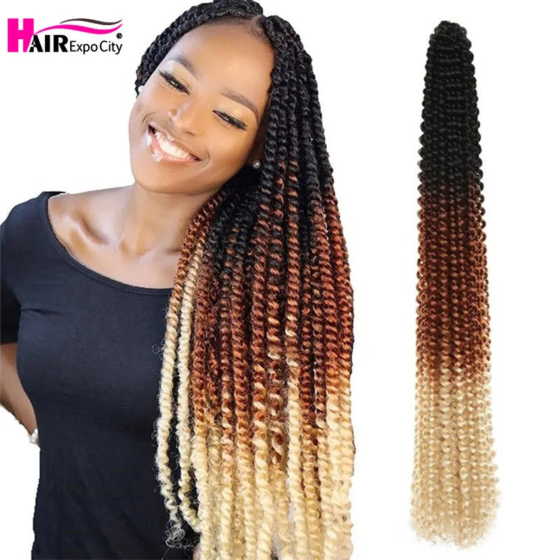 Crochet Synthetic Ombre Pre Twisted Passion Twist Extensions Hair