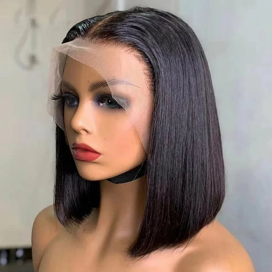 Lace Front Pre-Pluck Short Bob Brazilian Human Remy Straight Hair Wigs
