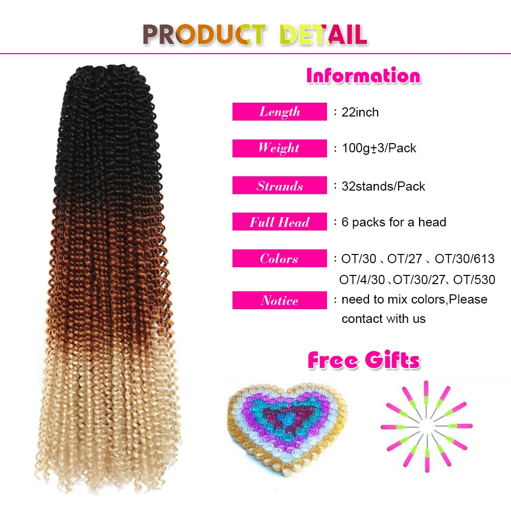 Crochet Synthetic Ombre Pre Twisted Passion Twist Extensions Hair