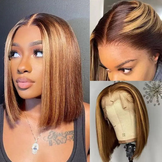 Lace Front Pre Plucked Ombre Honey Blonde  Human Hair Wigs