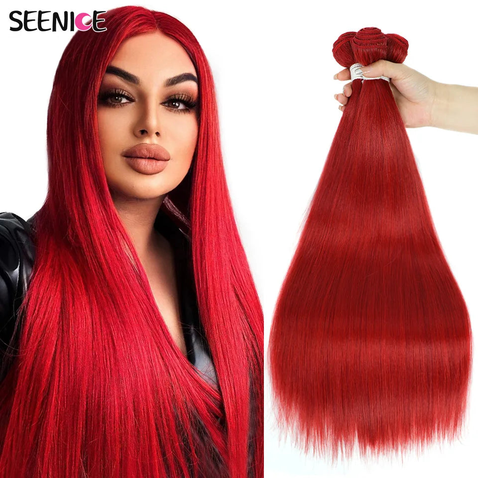 Straight Hair One-Piece Bundle – Heat-Resistant Synthetic Natural-Look Hair Weave Extensions