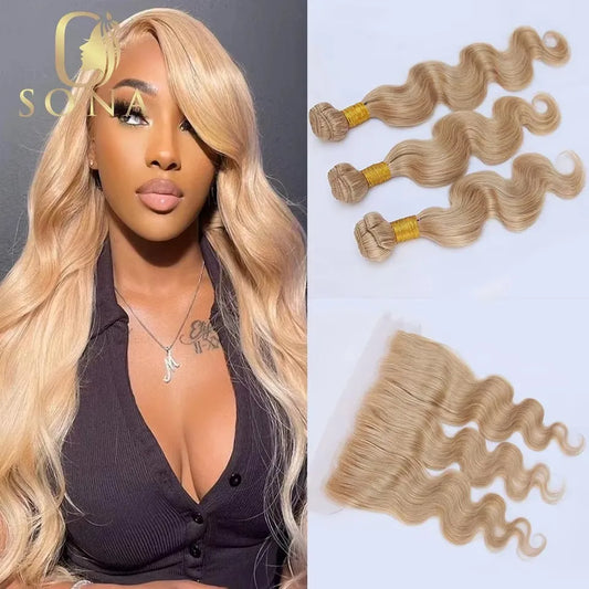Honey Blonde Body Wave Brazilian Human Hair Bundles Weave