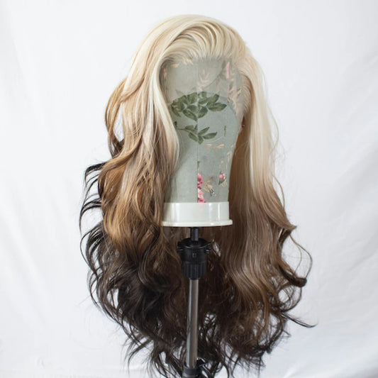 Synthetic Lace Front Ombre Blond Long Body Wave  Wigs