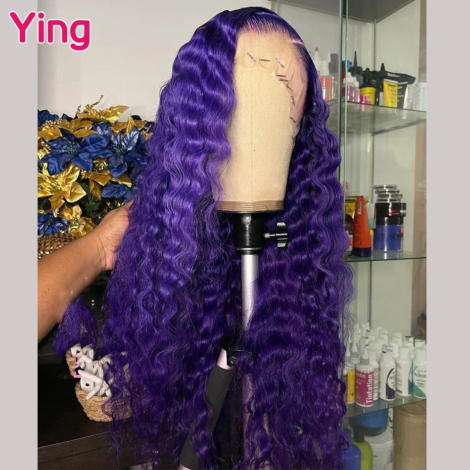 Lace Front Violet Purple Curly Wave Remy PrePlucked With Baby Hair Wig