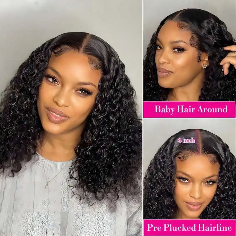 Glueless  Lace Front  Curly Bob Human Virgin Hair Wig