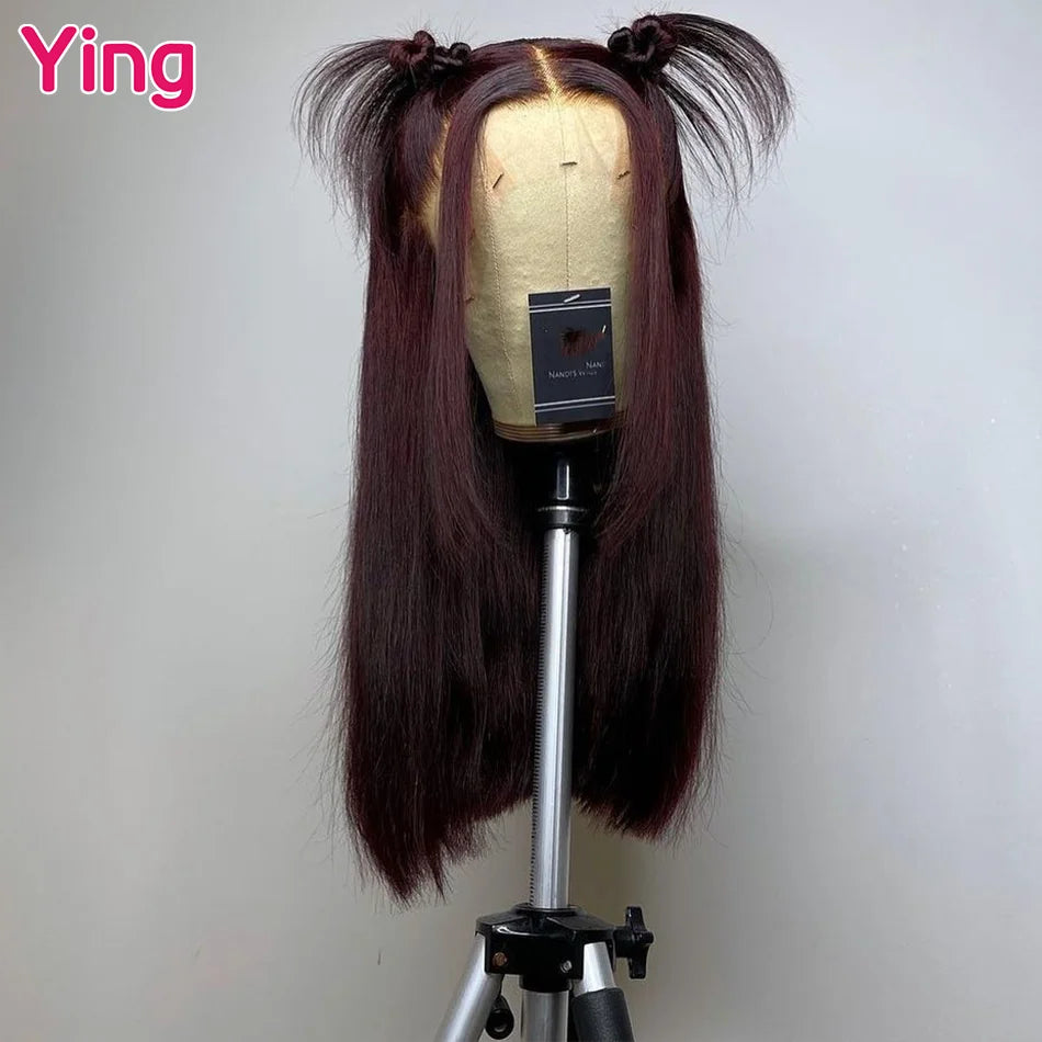 Lace Front Dark Burgundy Straight Peruvian Remy Human Hair Wigs