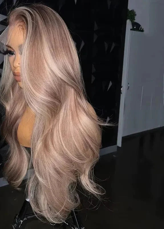 Lace front HD body wave ombre pre-plucked human hair wig by JNETTE CHANEL, showcasing natural wave pattern and seamless lace front.
